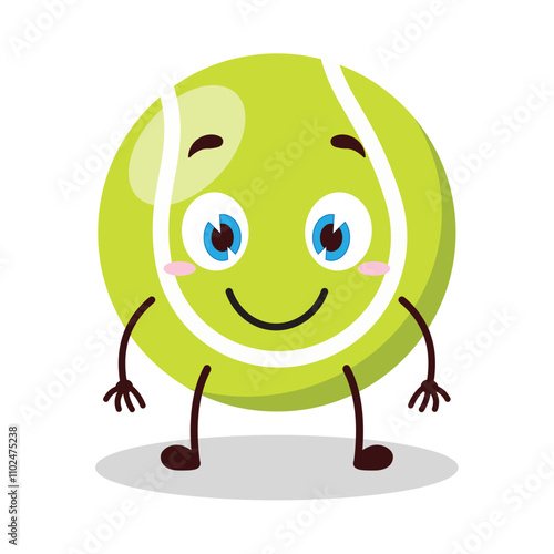 cute smile expression of tennis ball character