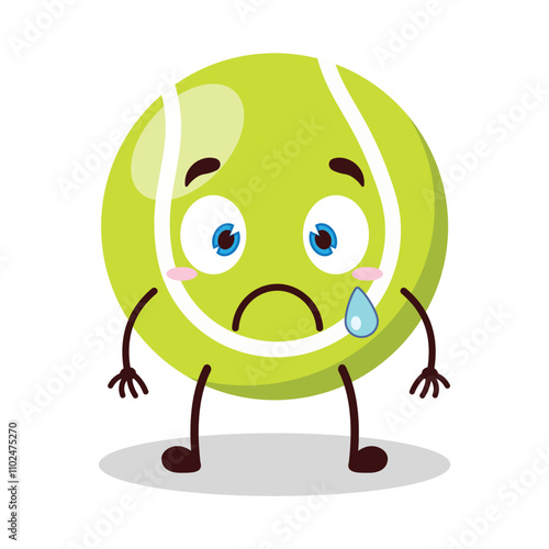 cute nervous expression of tennis ball character
