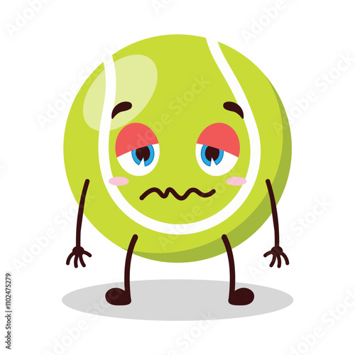 cute nope expression of tennis ball character