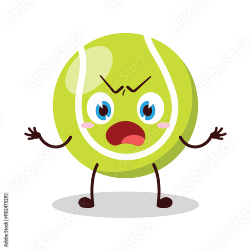 cute why expression of tennis ball character