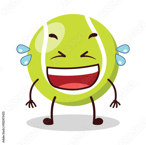 cute laugh out loud expression of tennis ball character