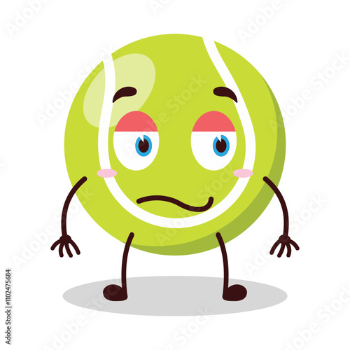 cute silent expression of tennis ball character