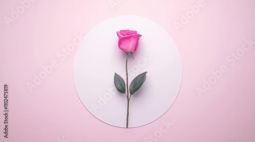 Elegant Pink Rose on a Soft Pink Background with Circle Design