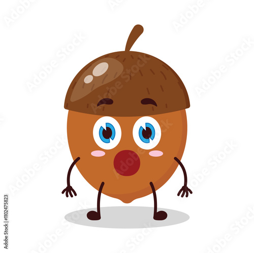 cute shocked expression of walnut cartoon character