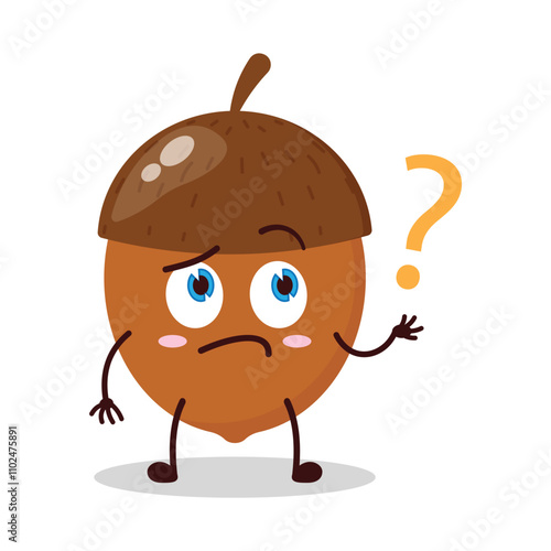 cute curious expression of walnut cartoon character