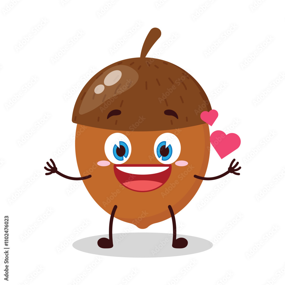 cute fall in love expression of walnut cartoon character cute fall in love expression of walnut cartoon character