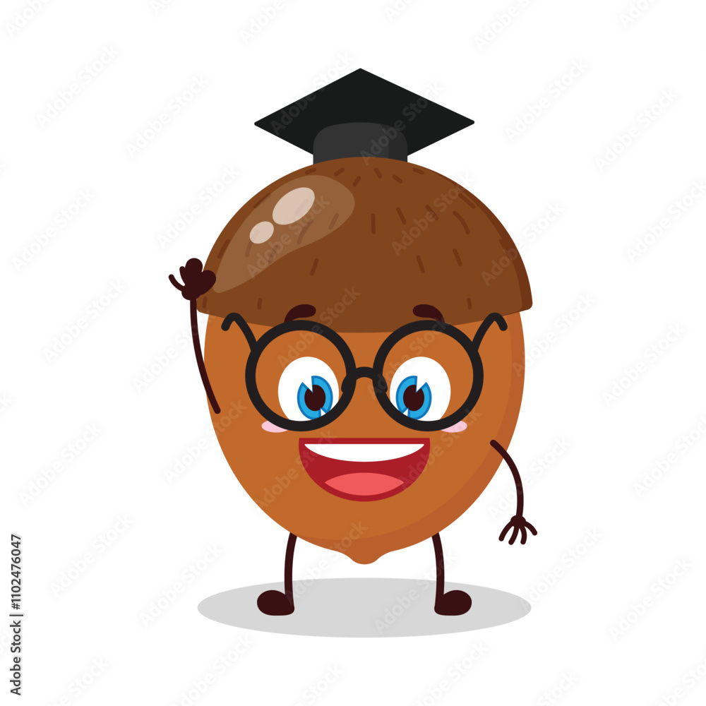 cute graduation college student expression of walnut cartoon character cute graduation college student expression of walnut cartoon character