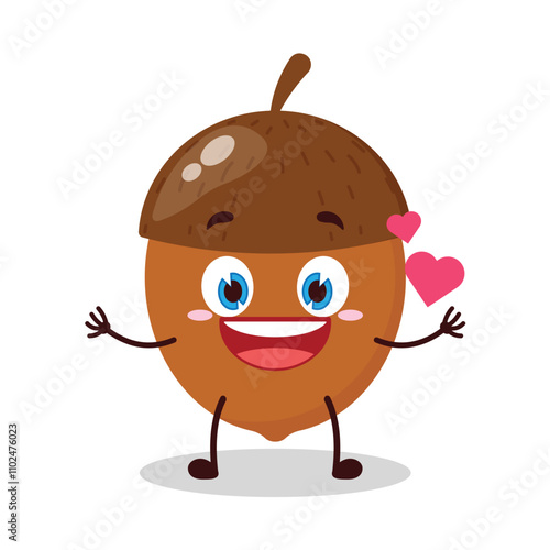 cute fall in love expression of walnut cartoon character