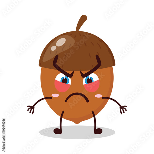 cute provoked expression of walnut cartoon character
