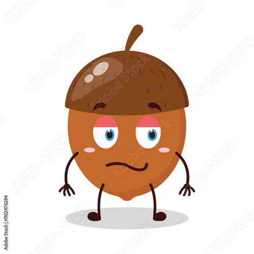 cute silent expression of walnut cartoon character