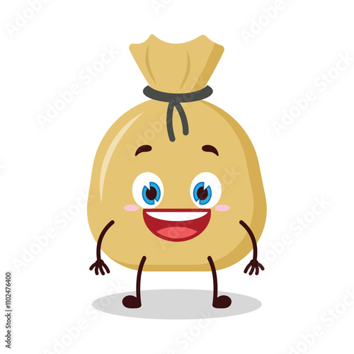 cute happy expression of money bag cartoon character