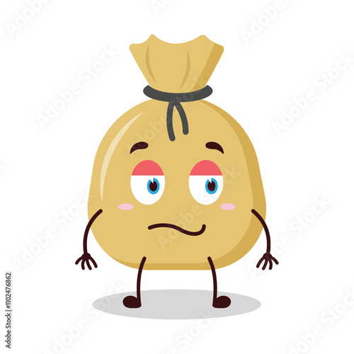 cute silent expression of money bag cartoon character