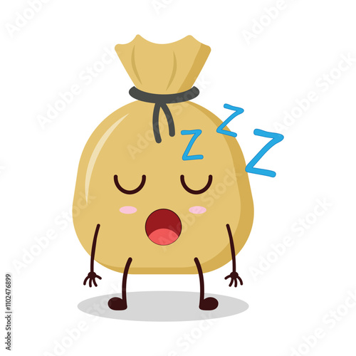 cute rest expression of money bag cartoon character