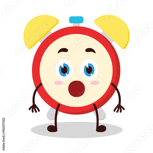 cute shocked expression of clock cartoon character