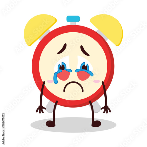 cute cry expression of clock cartoon character