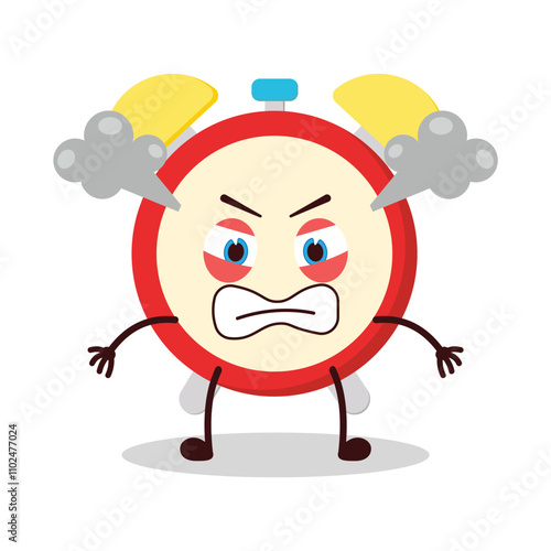 cute angry expression of clock cartoon character