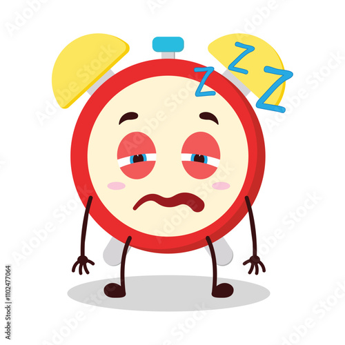 cute sleepy expression of clock cartoon character