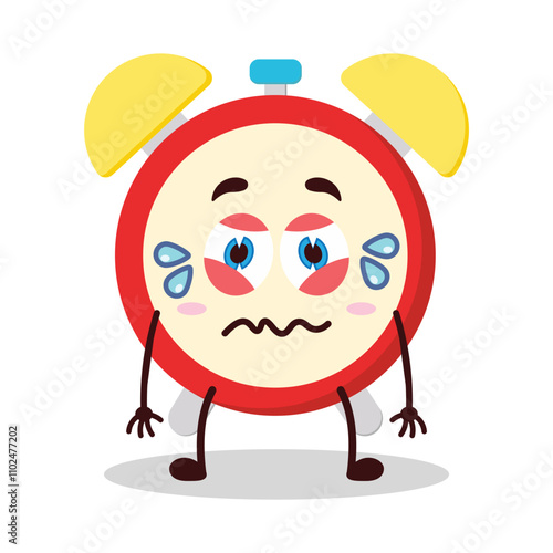 cute upset expression of clock cartoon character