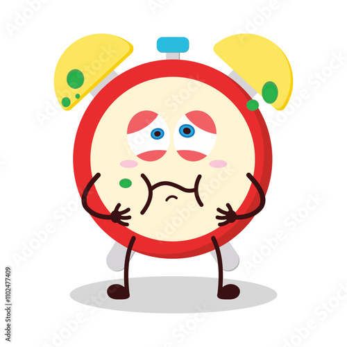 cute sick expression of clock cartoon character