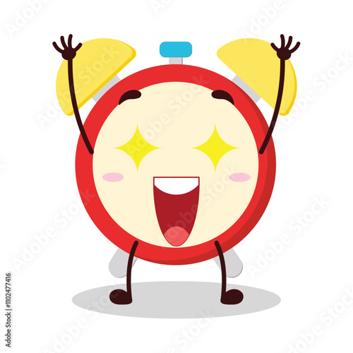 cute excited expression of clock cartoon character