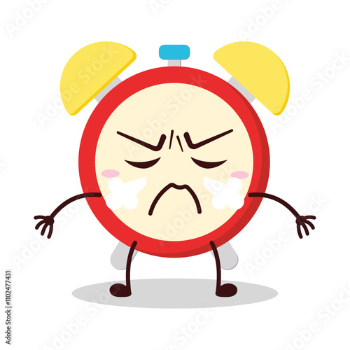 cute furious expression of clock cartoon character