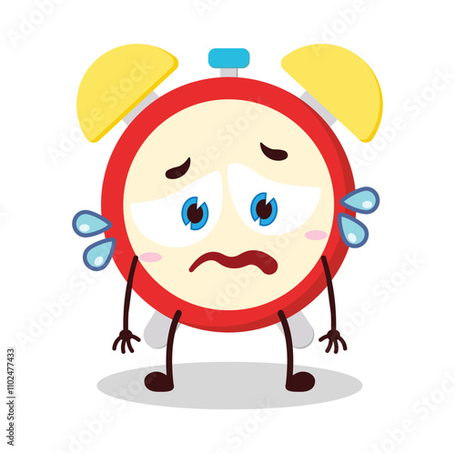 cute depressed expression of clock cartoon character