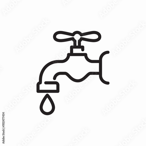 water faucet pipes drop icon sign vector