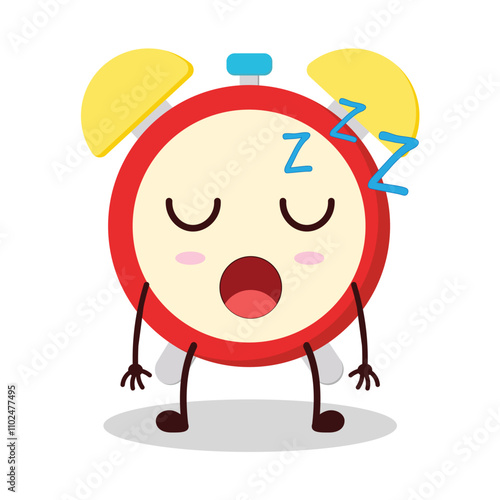 cute sleep expression of clock cartoon character