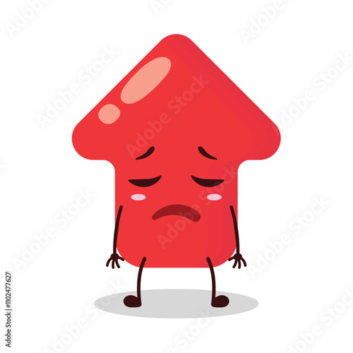 cute tired expression of red arrow cartoon character