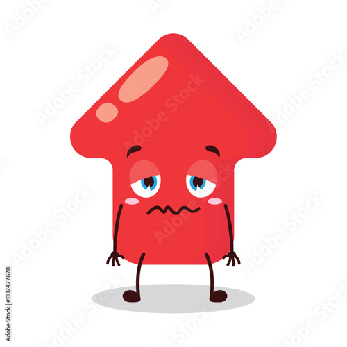 cute nope expression of red arrow cartoon character