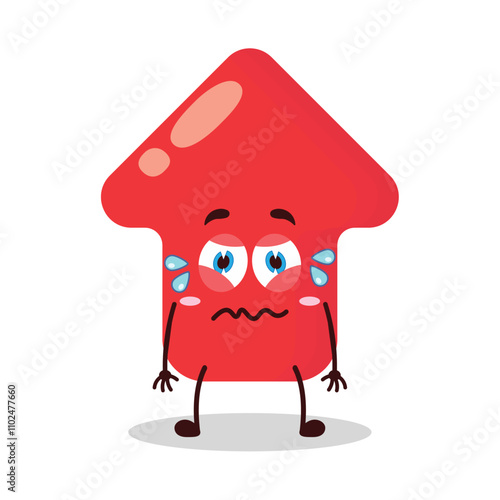 cute upset expression of red arrow cartoon character