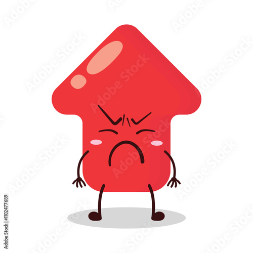 cute annoyed expression of red arrow cartoon character