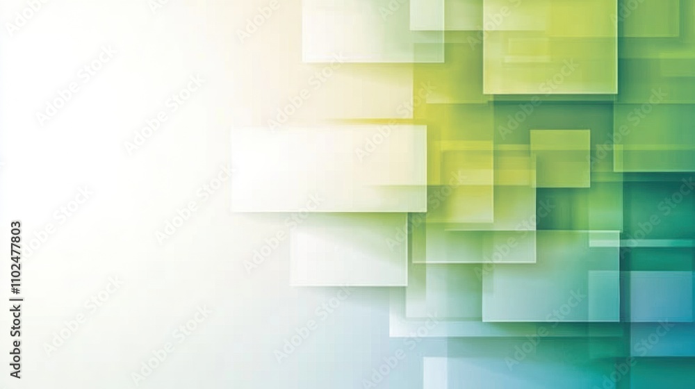 Fototapeta premium Abstract geometric design with overlapping green and blue rectangles, AI