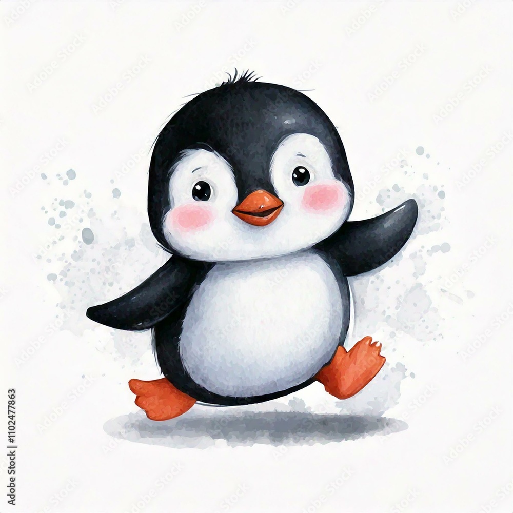 Cute Penguin Running Baby Animal illustration Cute Penguin Running Baby Animal illustration