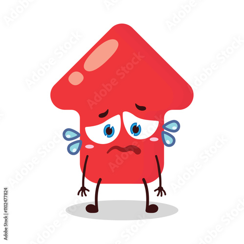 cute depressed expression of red arrow cartoon character