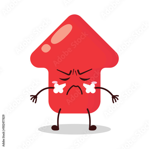 cute furious expression of red arrow cartoon character