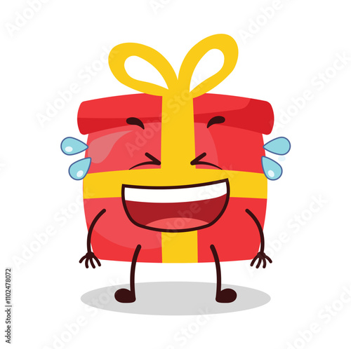 cute laugh out loud expression of red gift box cartoon character
