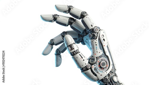 Futuristic robot hand isolated on white background