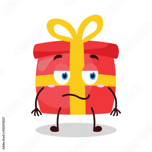 cute silent expression of red gift box cartoon character