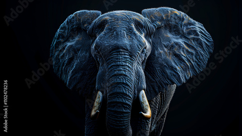 Fantastic elephant against a dark background