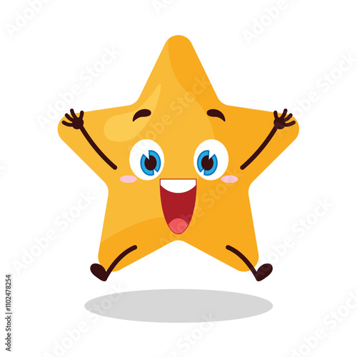 cute celebration jump expression of star cartoon character