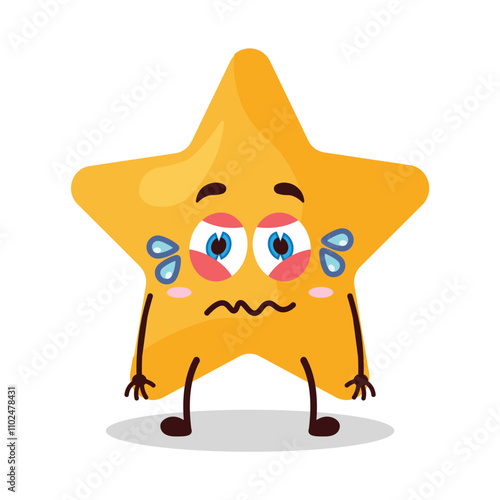 cute upset expression of star cartoon character