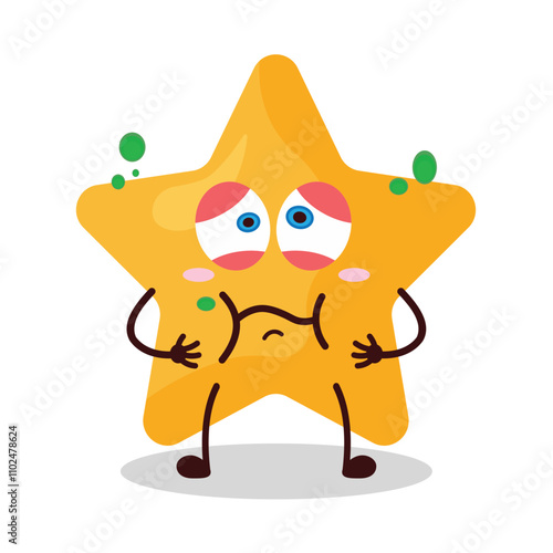 cute sick expression of star cartoon character