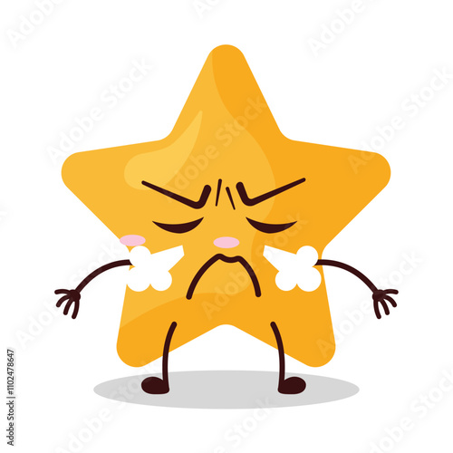 cute mad expression of star cartoon character