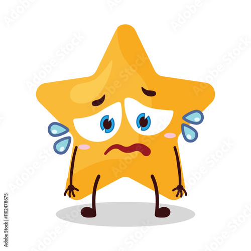 cute depressed expression of star cartoon character