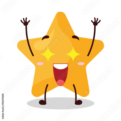 cute excited expression of star cartoon character