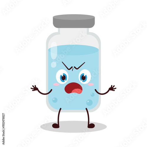 cute teased expression of medicine vial bottle cartoon character