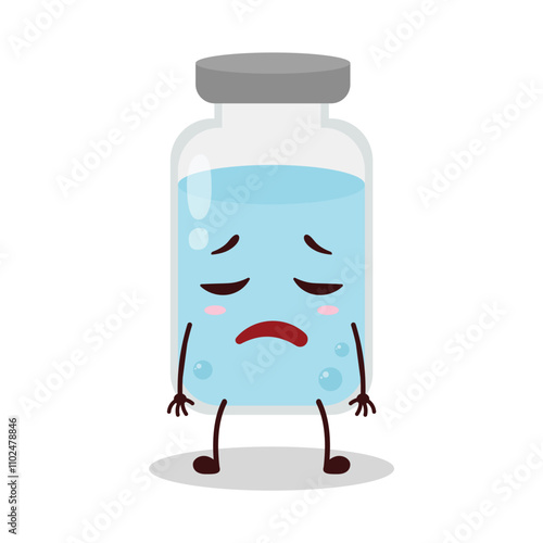 cute tired expression of medicine vial bottle cartoon character