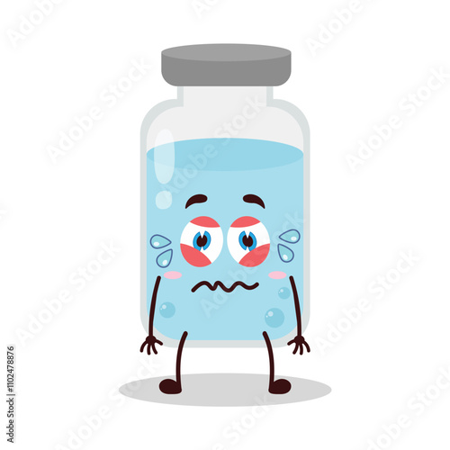 cute upset expression of medicine vial bottle cartoon character