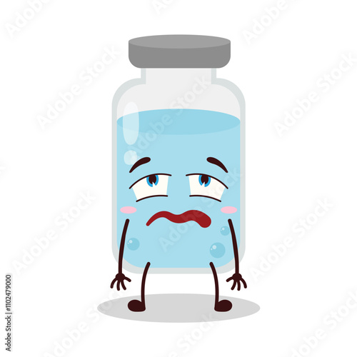 cute bored expression of medicine vial bottle cartoon character